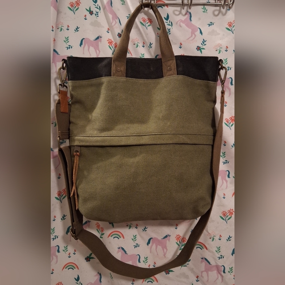 NWOT Feed 25 Go-To Army Green Durable Cotton Casual Unisex Tote Purse Bag - Picture 1 of 14